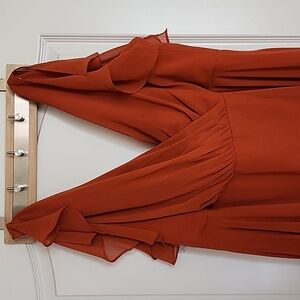 Davids Bridal Long Flutter Sleeve Dress in Sienna